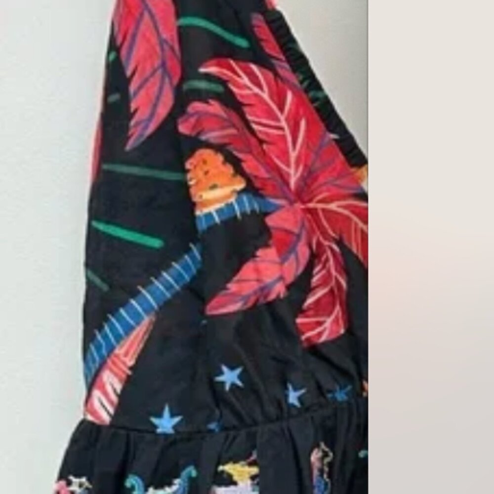 FARM RIO Rio Zodiac Embroidered Maxi Dress Black S NWT $295 - Picture 10 of 12